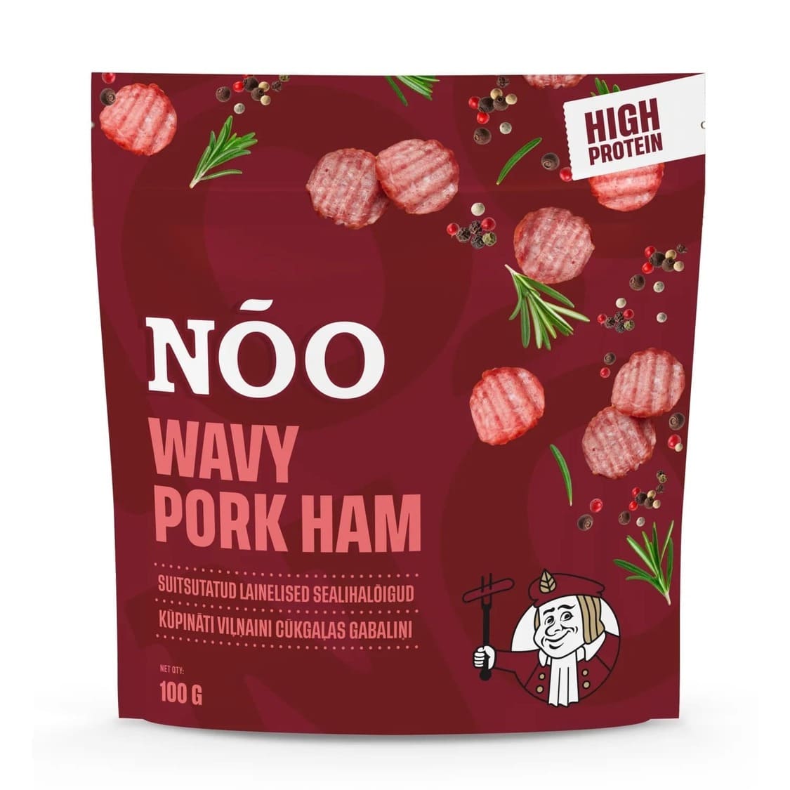 Șuncă de porc afumată în bucăți ondulate 100GR