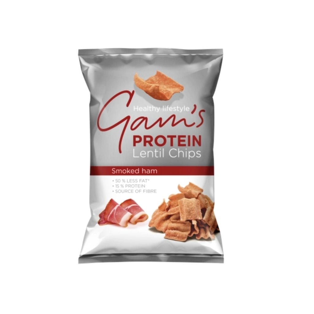 Chipsuri proteice de linte cu gust de șuncă afumată 65GR