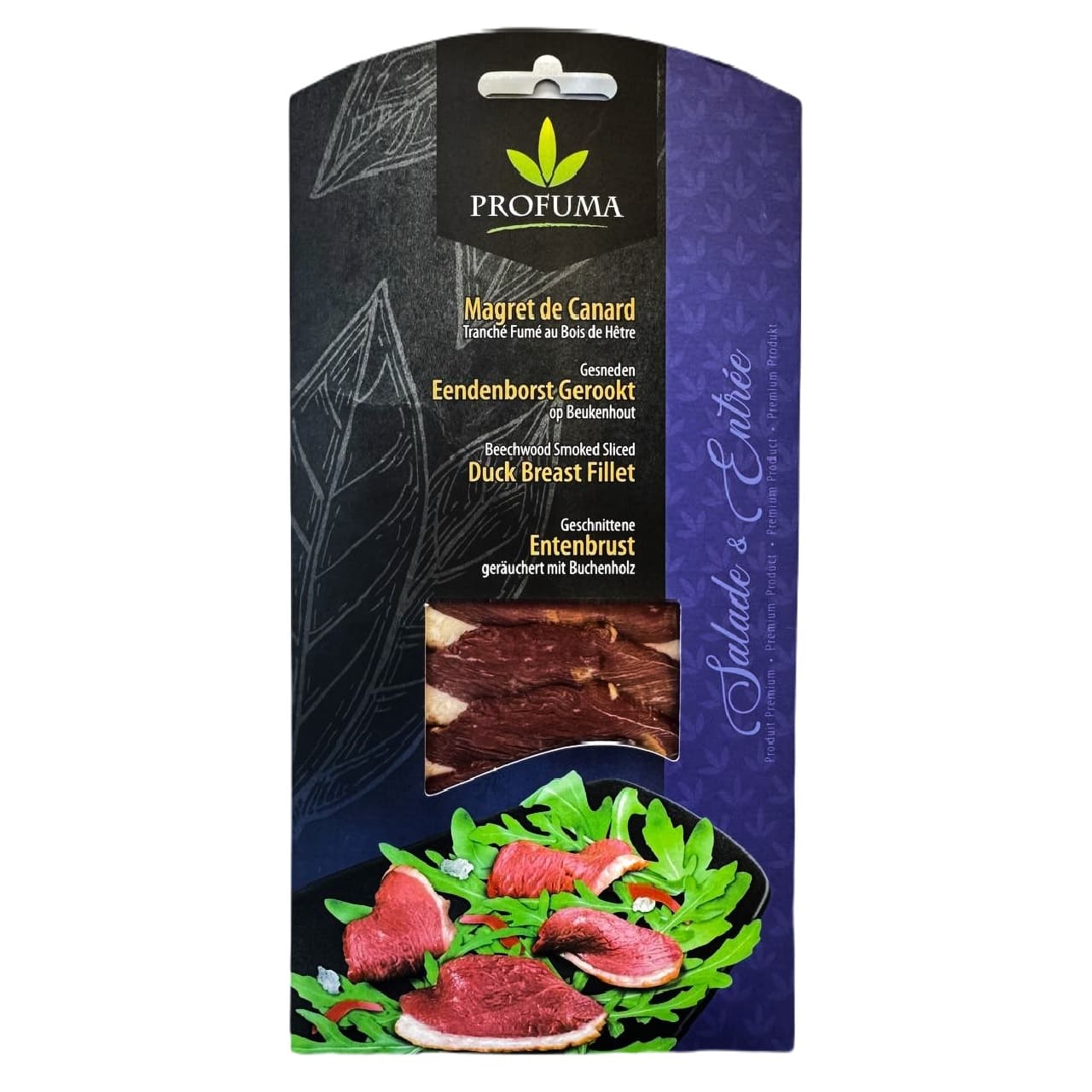 Piept de rață afumat cu lemn de fag slice 90gr